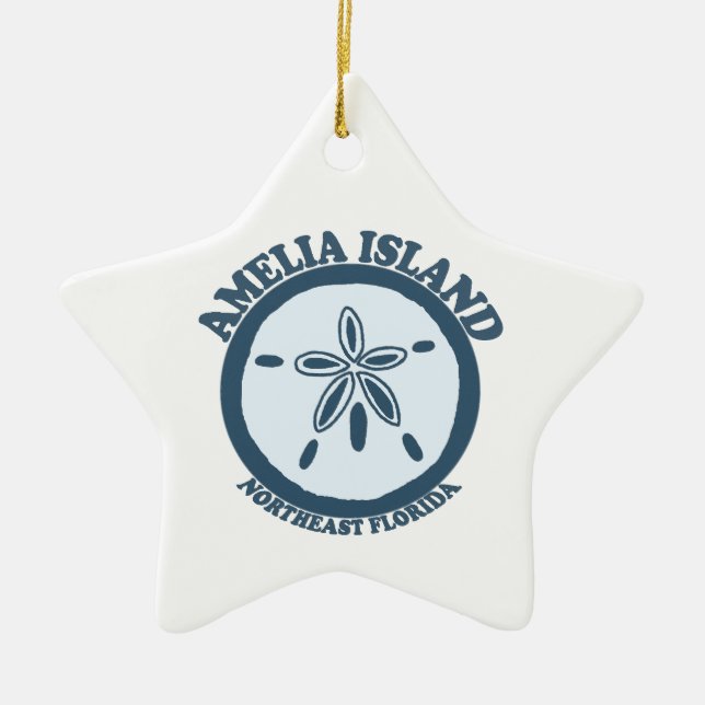 Amelia Island - Sand Dollar. Ceramic Tree Decoration (Front)
