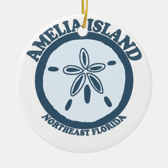 Amelia Island - Sand Dollar. Ceramic Tree Decoration (Front)
