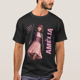 Amelia Kawaii Anime Character Purple Internet Aest T-Shirt