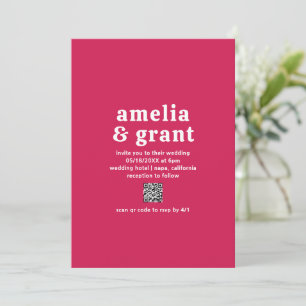Amelia Magenta Modern Wedding Invitation