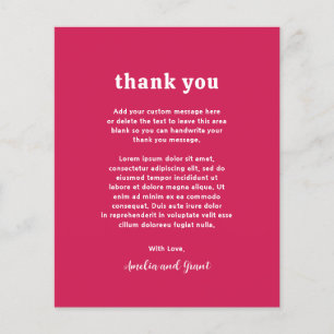 Amelia Magenta Modern Wedding Thank You Flyer
