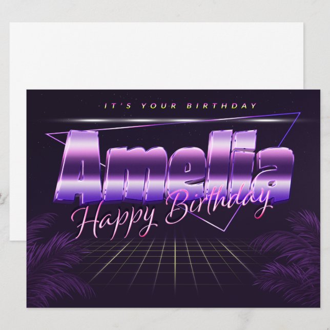 Amelia Name First name pura retro card Birthday (Front/Back)