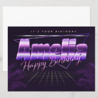 Amelia Name First name pura retro card Birthday