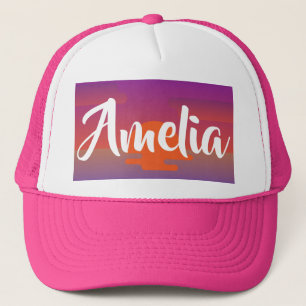 Amelia Name Hat Sunset Ombre Summer Custom Cap 