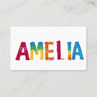 Amelia Name in Vibrant Crochet Pattern Business Card