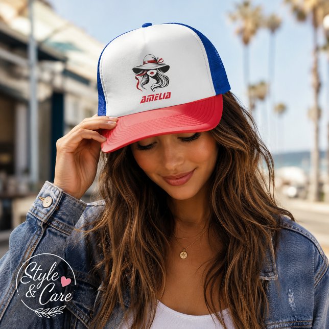 Amelia Name Text Mark Fashion Trucker Hat (Amelia Name Text Mark Fashion Trucker Hat)