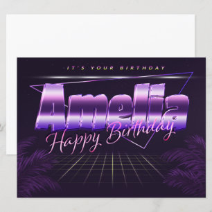 Amelia Name Vorname lila retro Karte Geburtstag Card