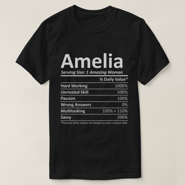 AMELIA Nutrition Personalised Name Funny Christmas T-Shirt (Design Front)