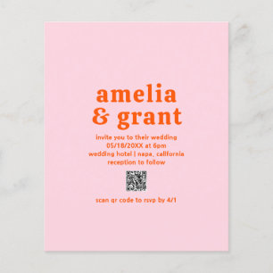 Amelia Orange Pink Modern Wedding Invitation Flyer