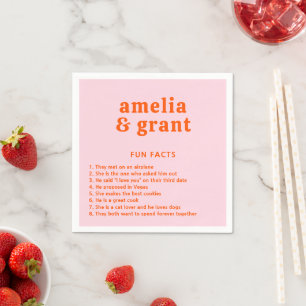 Amelia Orange Pink Modern Wedding Napkin