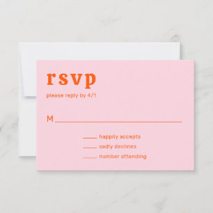 Amelia Orange Pink Modern Wedding RSVP Card