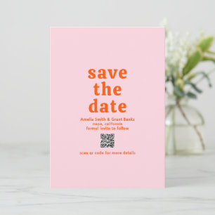 Amelia Orange Pink Modern Wedding Save The Date