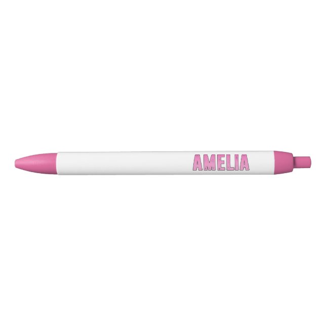 Amelia pink name T-Shirt Black Ink Pen (Front)