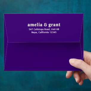Amelia Royal Purple Modern Wedding Envelope