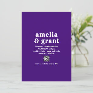 Amelia Royal Purple Modern Wedding Invitation