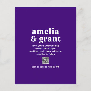 Amelia Royal Purple Modern Wedding Invitation Flyer