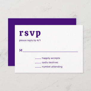 Amelia Royal Purple Modern Wedding RSVP Card