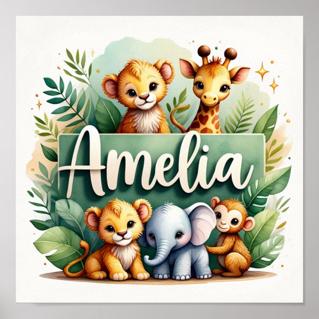 Amelia Safari Nursery Wall Art (Front)