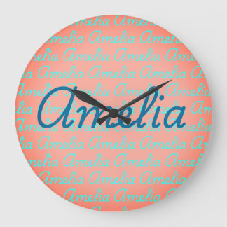 Amelia Signature Name Pattern Design  Large Clock