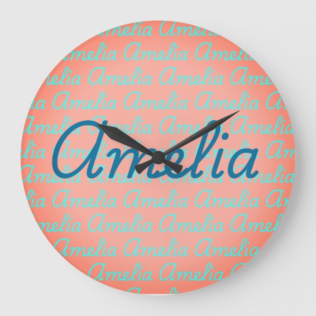 Amelia Signature Name Pattern Design  Large Clock (Front)