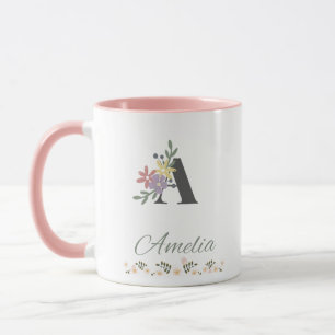 Amelia's Elegant Pink Floral Coffee Mug