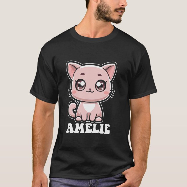 Amelie Cute Cat Kitten Design for Girls Name Ameli T-Shirt (Front)