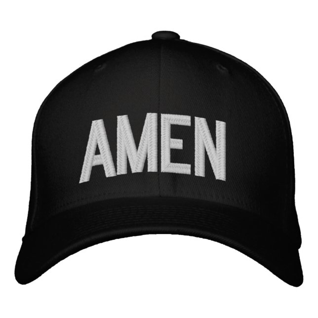 AMEN Simple Bold Text Christian Faith 3 Embroidered Hat (Front)