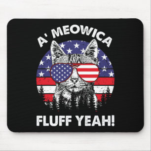 A'meowica Fluff Yeah Patriotic American 4th Of Jul Mouse Mat