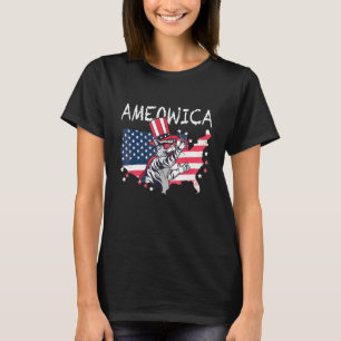 Ameowica Fourth July Patriotic Cat Independence Da T-Shirt