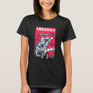Ameowica Fourth July Patriotic Cat Independence Da T-Shirt