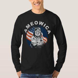 Ameowica Fourth July Patriotic Cat Independence Da T-Shirt