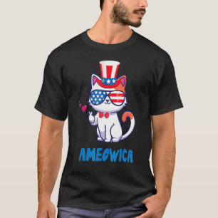 Ameowica Patriotic Cat Sunglasses Memorial Day T-Shirt