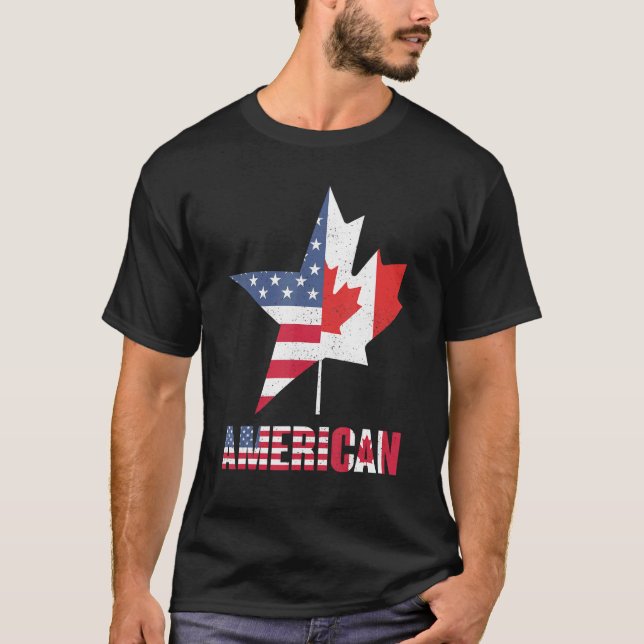 Ameri Can Us Canada Flag Pride Vacation Travel Can T-Shirt (Front)