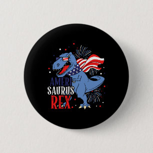 Ameri Saurus Rex 4th Of July Dinosaur Independence 6 Cm Round Badge