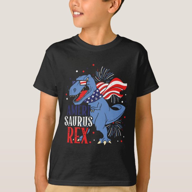 Ameri Saurus Rex 4th Of July Dinosaur Independence T-Shirt (Front)
