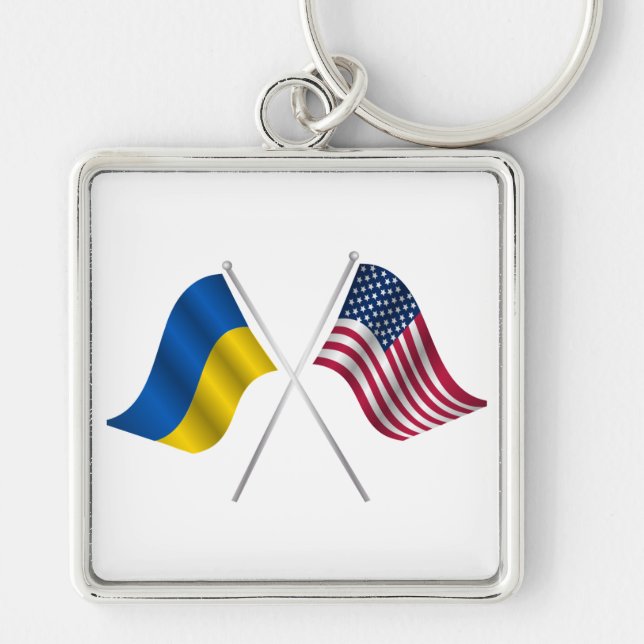 amerian flag and Ukrainian  Key Ring (Front)