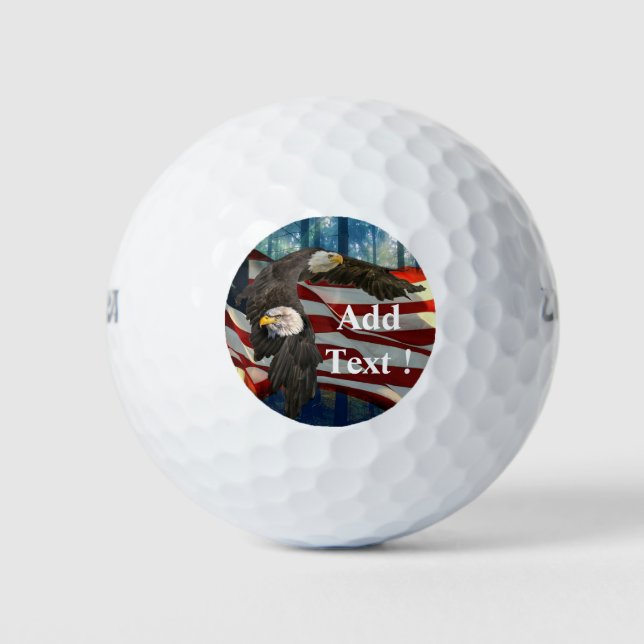 Amerian Flag Bald Eagle Golf Balls (Front)