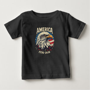 America 1776 2026 Bald Eagle Patriotic USA Flag 25 Baby T-Shirt
