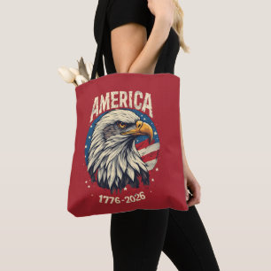 America 1776 2026 Bald Eagle Patriotic USA Flag 25 Tote Bag