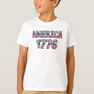 America 1776 Flag and Fireworks Kids T-Shirt