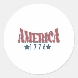 America 1776 Home Of The Free 4th Of July Classic Round Sticker