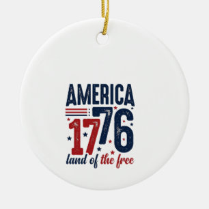 America 1776 Land of the Free Vintage Patriotic Sh Ceramic Tree Decoration