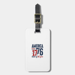 America 1776 Land of the Free Vintage Patriotic Sh Luggage Tag