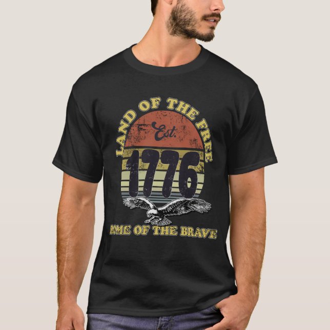 America 1776 Shirt – Land of the Free, Est. 1776  (Front)