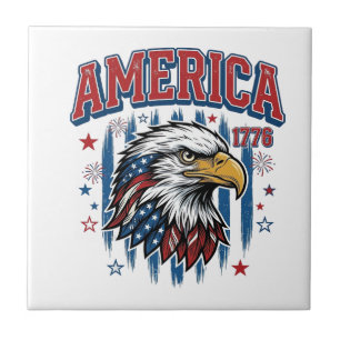 America 1776 Vintage Eagle Patriotic Shirt Design_ Tile
