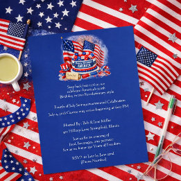 America 250 4th of July Patriotic BBQ Invitation Flyer