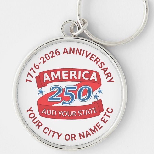 America 250 Add State USA Anniversary Keepsake Key Ring (Front)