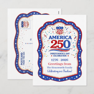 America 250 Anniversary Commemorative Personalised Holiday Postcard