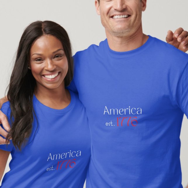 America 250 Birthday est 1776 Typography Blue T-Shirt (Creator Uploaded)