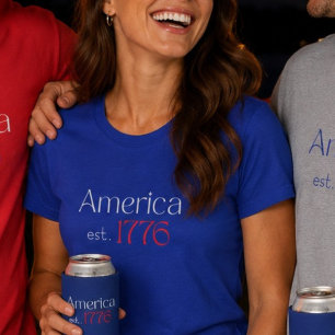 America 250 Birthday est 1776 Typography Blue T-Shirt